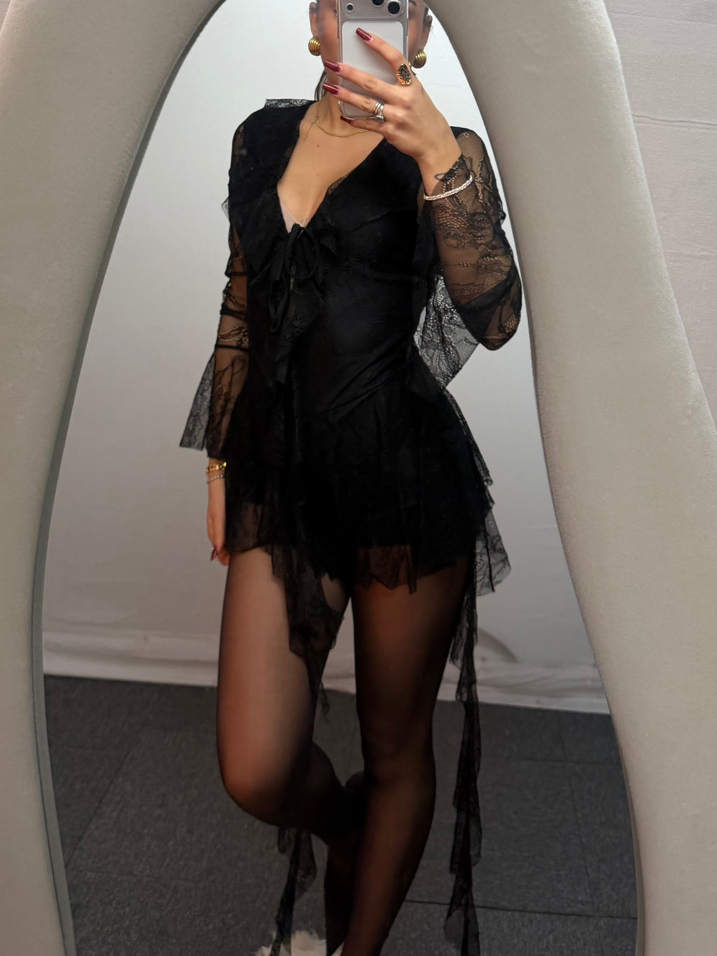 MINIDRESS PIZZO BLACK