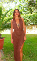 LONG-DRESS LUREX BROWN
